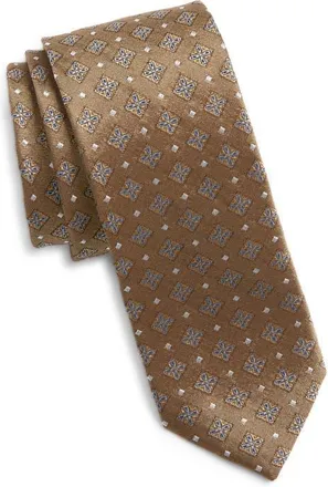 BOSS Medallion Silk Tie in Med Beige at Nordstrom