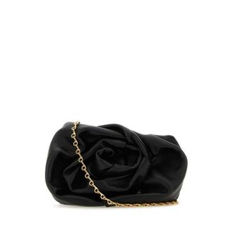 Burberry Black Nappa Leather Rose Clutch