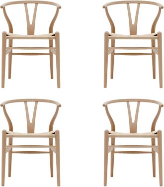 Carl Hansen & S&oslash;n Carl Hansen - CH24 Wishbone Chair, Buche ge&ouml;lt / Naturgeflecht (4er-Set)