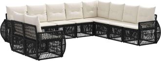 vidaXL Conjunto De Sof&aacute;s De Jard&iacute;n 10 Uds. Negro Y Blanco Crema Vidaxl