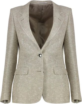 Tagliatore Jassen, Dames, Beige, S, Polyester, Single-breasted One Button Jacket