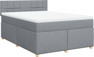 vidaXL Vidaxl - Cama Box Spring Con Colch&oacute;n Tela Gris Claro 140x200 Cm