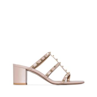 Valentino Garavani Heeled Mules, female, Pink, 6 UK, Rockstud Caged Sandals