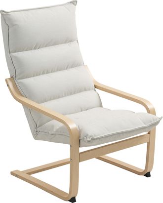 HOMCOM Homcom Sill&oacute;n De Sal&oacute;n Moderno Butaca De Sal&oacute;n Con Respaldo Alto Reposabrazos Y Patas De Madera Tapizado En Terciopelo Crema