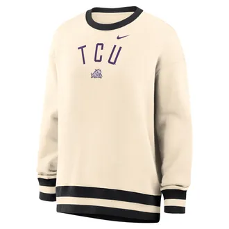 Nike Womens Phoenix (TCU) Oversized Crew-Neck Sweatshirt in Brown | IV9402-120