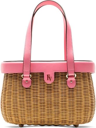 Frances Valentine Willow Woven Wicker & Leather Top Handle Bag in Pink at Nordstrom