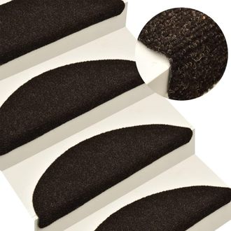 Berkfield Home Self-adhesive Stair Mats 5pcs Dark Brown 56x17x3cm Needle Punch | Size: Medium