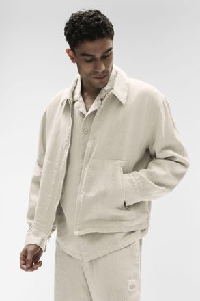 Alo | Linen Days Full Zip Jacket in Bone, Size: Medium