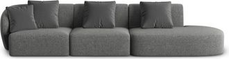BLOOMINGLOFT 4-Sitzer Designsofa,,Chiara Chenille mit Ottomane - Rechts
