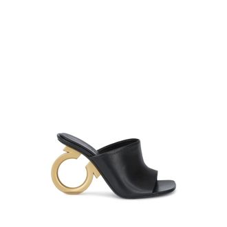Ferragamo Astro Leather Mules - Dames - Muiltjes - Zwart - 35 1/2 EU - Leer - Schoenen