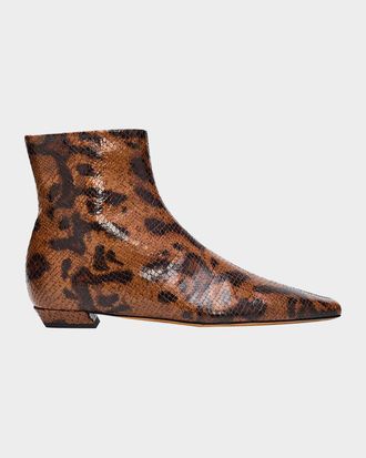 Proenza Schouler Trap Snake-Embossed Leather Ankle Boots