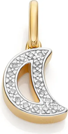 Monica Vinader Gold Alphabet Moon Diamond Pendant Charm Diamond