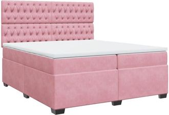 vidaXL Cama Box Spring Con Colch&oacute;n Terciopelo Rosa 200x200 Cm Vidaxl