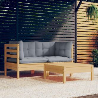 vidaXL Juego De Muebles De Jard&iacute;n 3 Pzas Y Cojines Madera De Pino Vidaxl