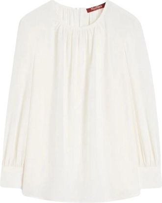 Max Mara Zijden Cr&ecirc;pe de Chine Blouse - Dames - Blouses - Wit - XL - Overhemden