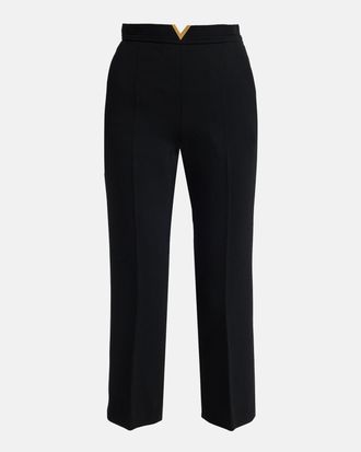 Valentino Garavani V-Logo Straight-Leg Crop Pants