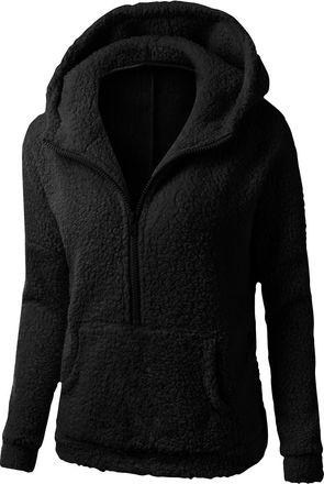 Generic Ladies Fleece Jackets Full Zip Sweatshirts Womens Teddy Hoodies With Pockets Teen Girls Winter Plush Coats Long Sleeve Tunic Tops Casual Fuzzy Sweater