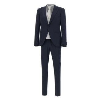Corneliani Single Breasted Suits, male, Blue, Size: 3XL Code Four-Piece Suit