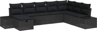 vidaXL Garden Sofa Set with Pillow 8 pcs Black Poly rattan vidaXL