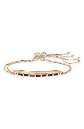 Nordstrom Rack Baguette Cut Bar Slider Bracelet in Black- Gold at Nordstrom Rack