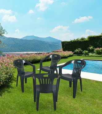Progarden Silla De Exterior De Pl&aacute;stico Verde Con Reposabrazos Piona