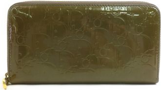 Dior Khaki Patent Leather Long Wallet (Bi-Fold) (Pre-Owned)