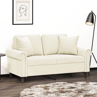 vidaXL Sof&aacute; De 2 Plazas Con Cojines Terciopelo Color Crema 120 Cm Vidaxl