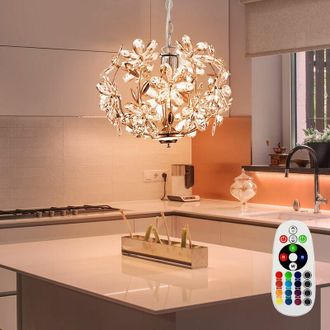 ETC Shop Lampada a sospensione lampada a sospensione lampada a sospensione lampada a sospensione fiore design, acrilico, cromo, telecomando dimmerabile, 1x