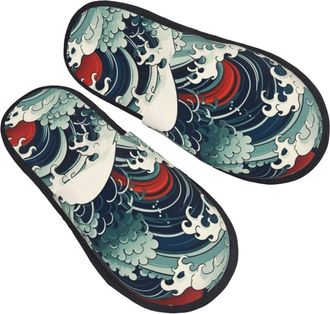 Generic Japanese Waves1 Women Men House Slippers Breathable House Shoes Non-Slip Sliders For Indoor Bedroom Outdoor M
