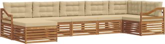 vidaXL Conjunto De Sof&aacute;s De Exterior 7 Uds. Natural Y Beige Vidaxl
