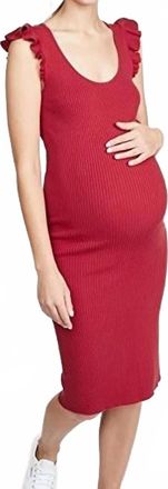 Hatch Womens Maternity Chloe Ribbed Knit Dress In Red