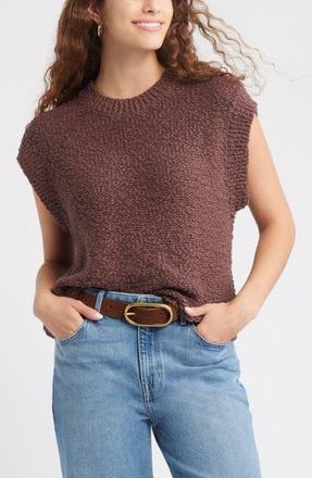 Treasure & Bond Slub Cotton Cap Sleeve Sweater in Brown Malicacia at Nordstrom Rack, Size X-Small