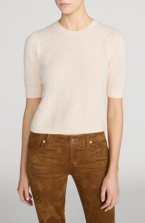Frame Denim The Gathered Honeycomb Cashmere Sweater in Cream at Nordstrom, Size X-Large