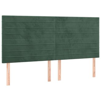 vidaXL Vidaxl - Cabeceros 4 Unidades De Terciopelo Verde Oscuro 100x5x78/88 Cm