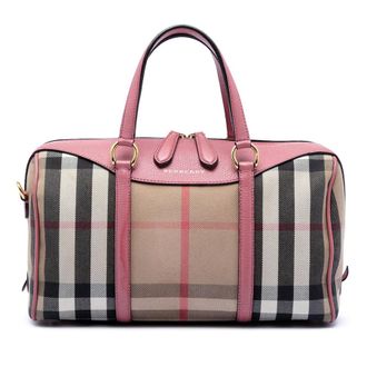 Burberry Pre-owned Burberry Medium House Check Canvas Derby Alchester Bowling Bag ITCF&10SCA