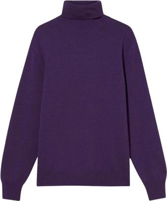 Brooks Brothers Merino Wol Trui met Col - Heren - Coltruien - Paars - L - Wol - Truien & Vesten
