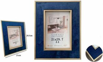 Trade Shop Trade Shop - Cornice Per Foto Poster Quadri Tele Portafoto 21x29.7 Cm Blu Con Bordi Oro 70314