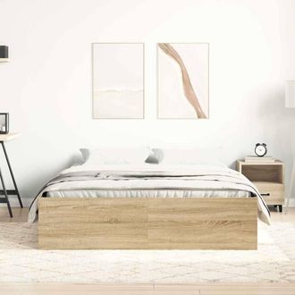 Berkfield Home Modern Bed Frame Sonoma Oak 120x190 cm Small Double in Natural