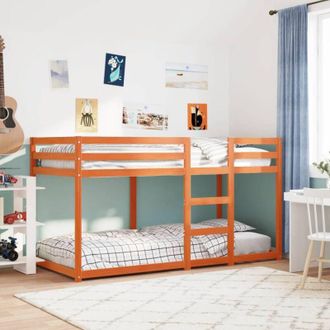 vidaXL Litera De Madera Maciza De Pino Marr&oacute;n Cera 90x200 Cm Vidaxl