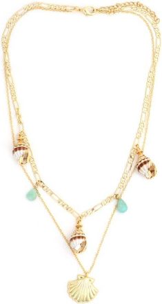 Panacea Seashell Charm Layered Necklace in Green at Nordstrom