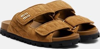 Miu Miu Quilted suede slides