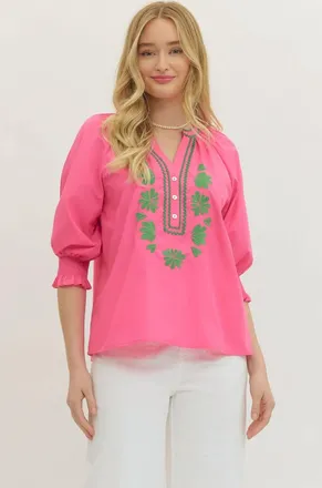 Entro Isla Top In Hot Pink