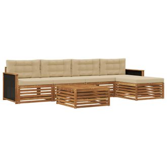 vidaXL Conjunto De Sof&aacute;s De Exterior 6 Pcs Natural Y Beige Vidaxl