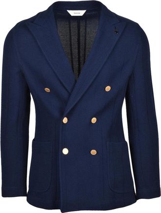Paoloni Double-Breasted Blazer Jacket - Blue