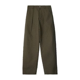 Burberry Groene Gewatteerde Broek - Heren - Wijde Broeken - Groen - S - Leer - Broeken