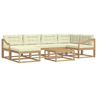 vidaXL Conjunto De Sof&aacute;s De Exterior 7 Pcs Blanco Y Crema Vidaxl