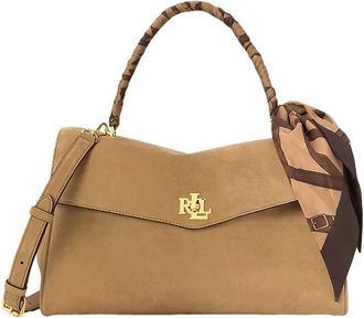 Ralph Lauren Medium Soft Scarf Accent Leather Satchel Bag