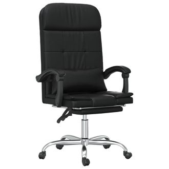 vidaXL Silla De Oficina Reclinable Masaje Cuero Sint&eacute;tico Negro Vidaxl