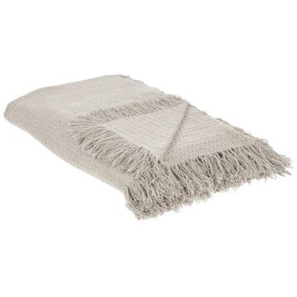 Beliani Beliani - Bedspread Decorative Throw Blanket Bedding with Tassels Cotton 150 x 200 cm Grey Yerbent