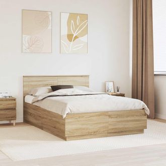 vidaXL Estructura De Cama Con Tiras Led Roble Sonoma 140 X 190 Cm Vidaxl